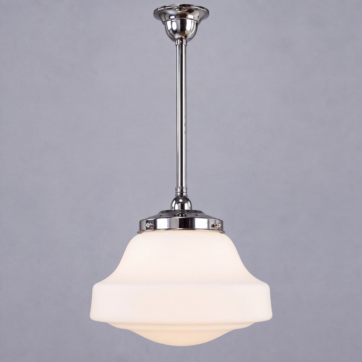 Single Rod Pendant Chrome With Lincoln Schoolhouse Opal Matt Glass - 3010202