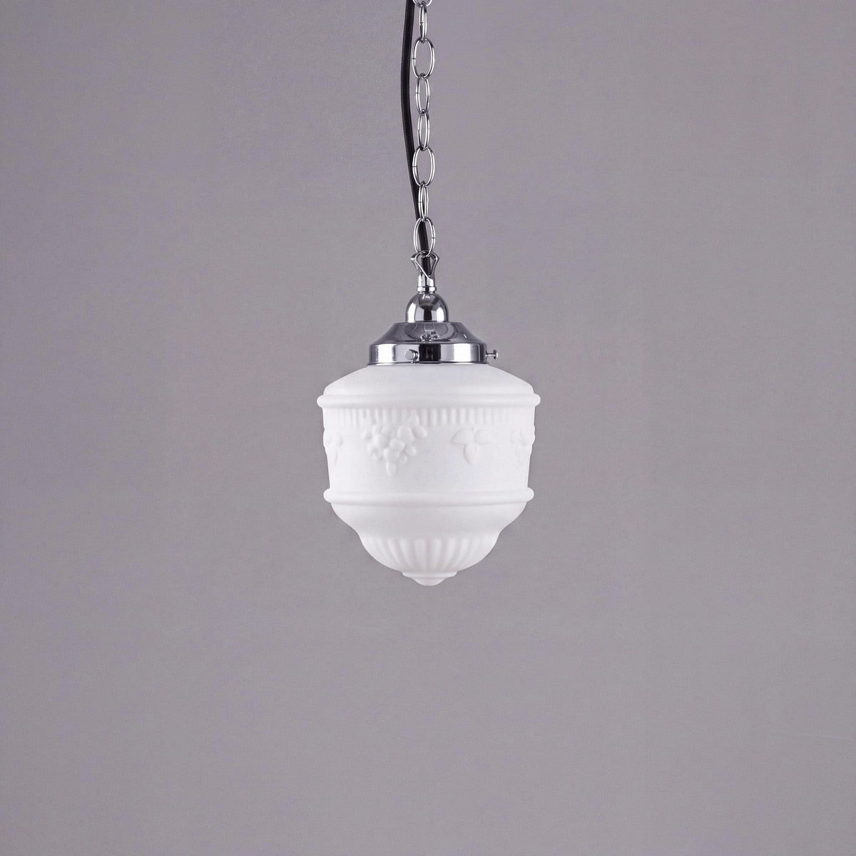 Single Chain Pendant Chrome With 8" Senator Opal Matt Glass - 3010221
