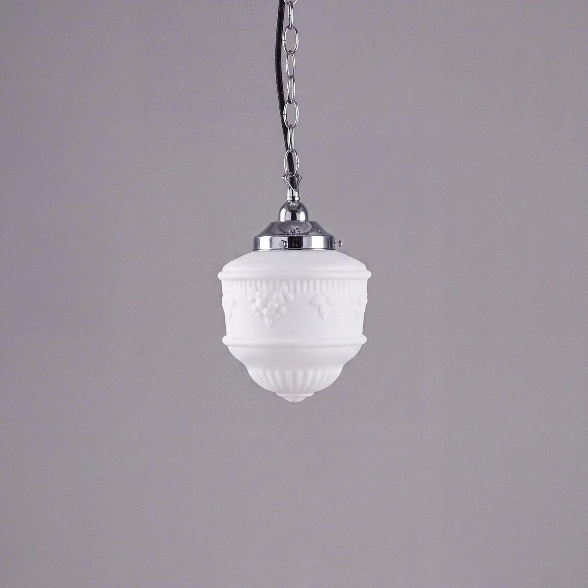 Single Chain Pendant Chrome With 8" Senator Opal Matt Glass - 3010221