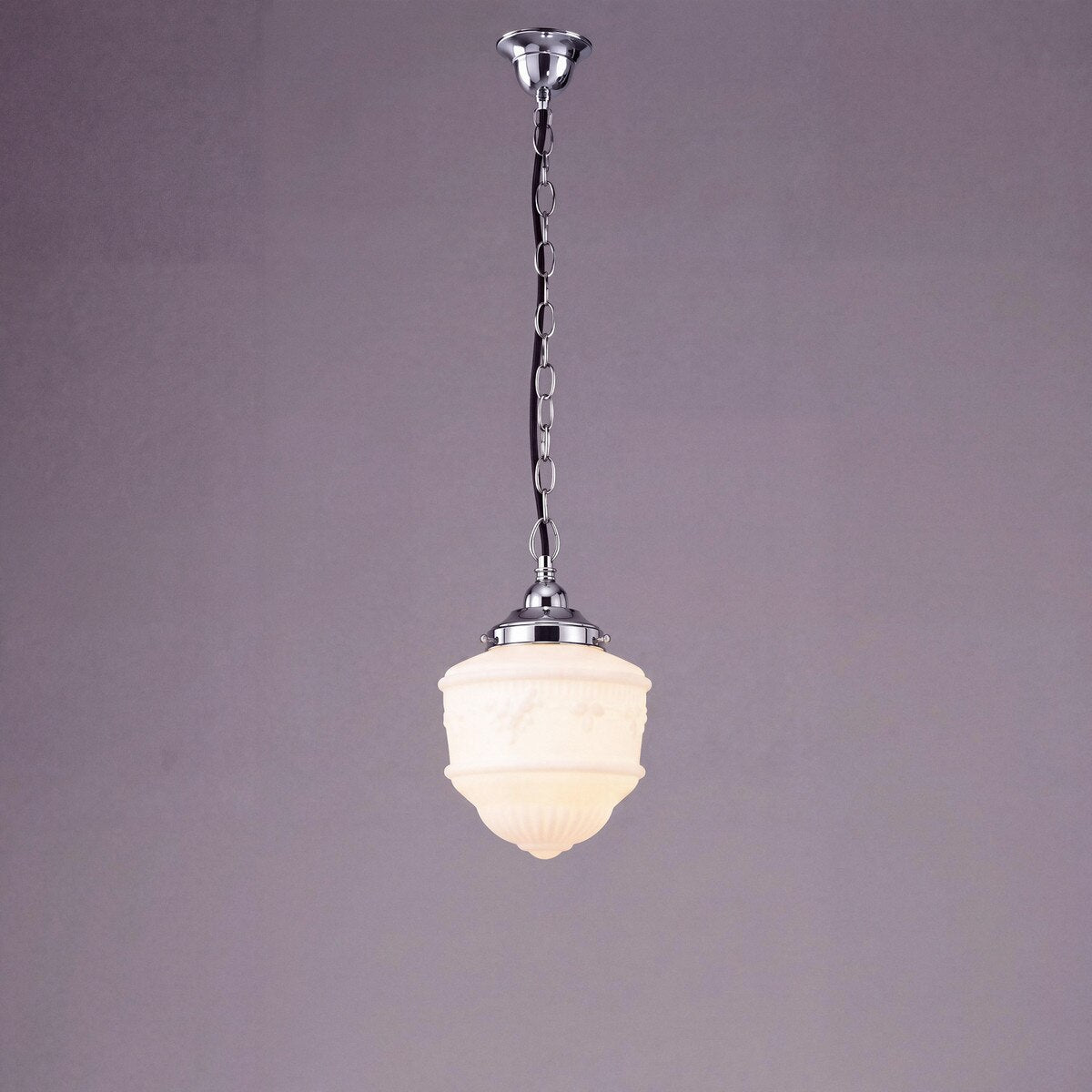 Single Chain Pendant Chrome With 8" Senator Opal Matt Glass - 3010221