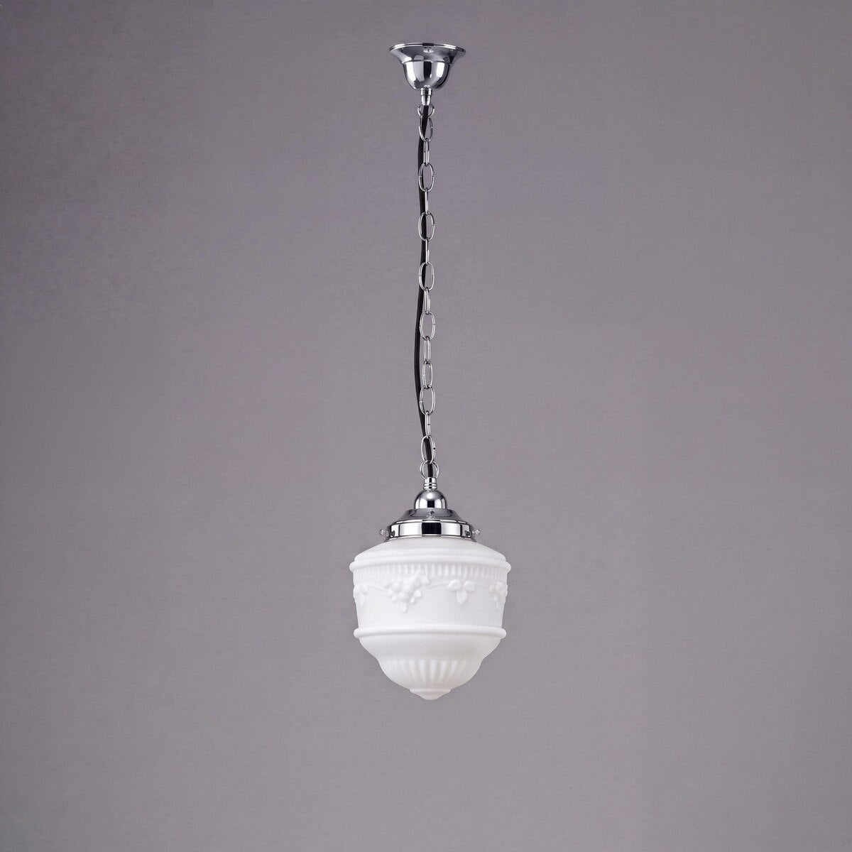 Single Chain Pendant Chrome With 8" Senator Opal Matt Glass - 3010221