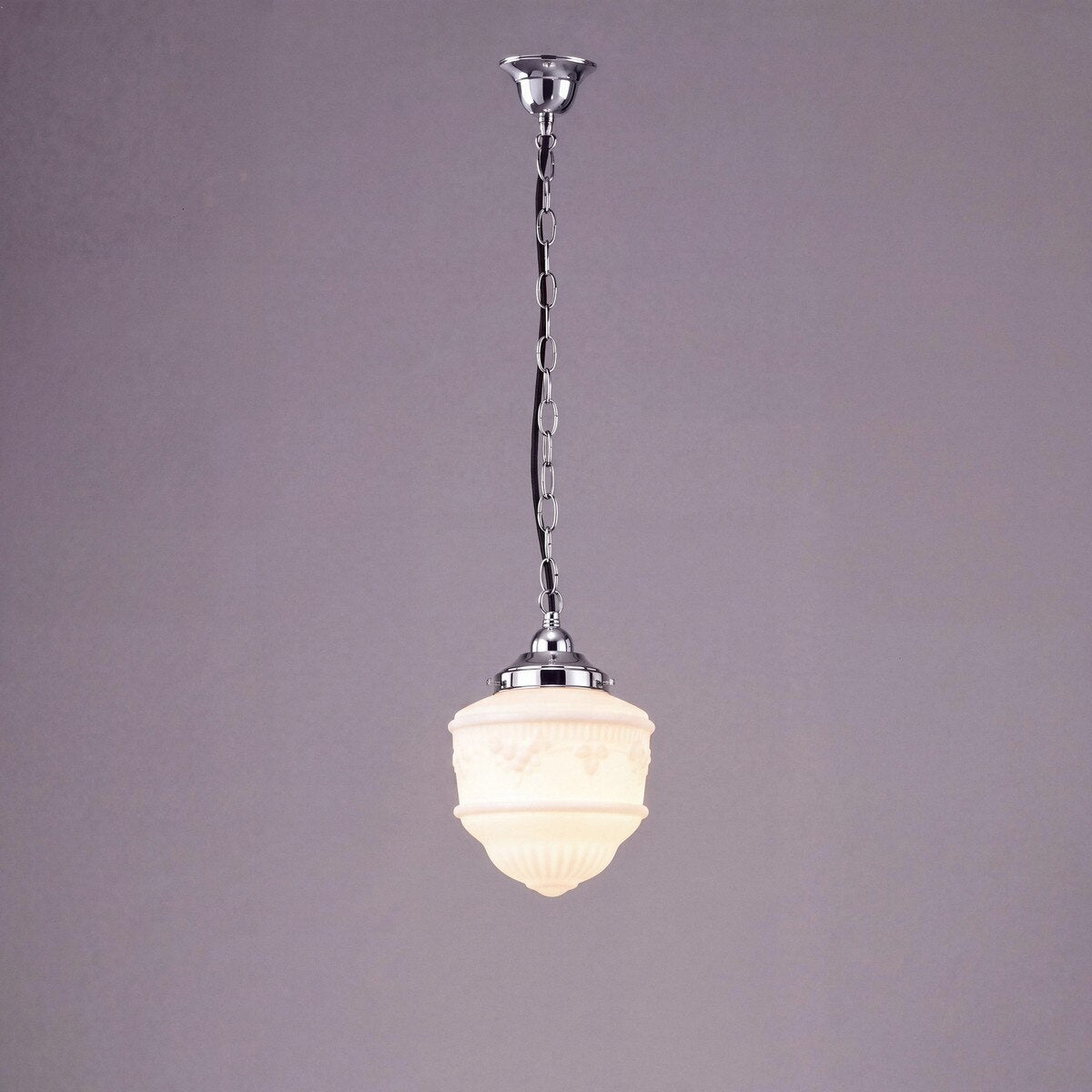 Single Chain Pendant Chrome With 8" Senator Opal Matt Glass - 3010221
