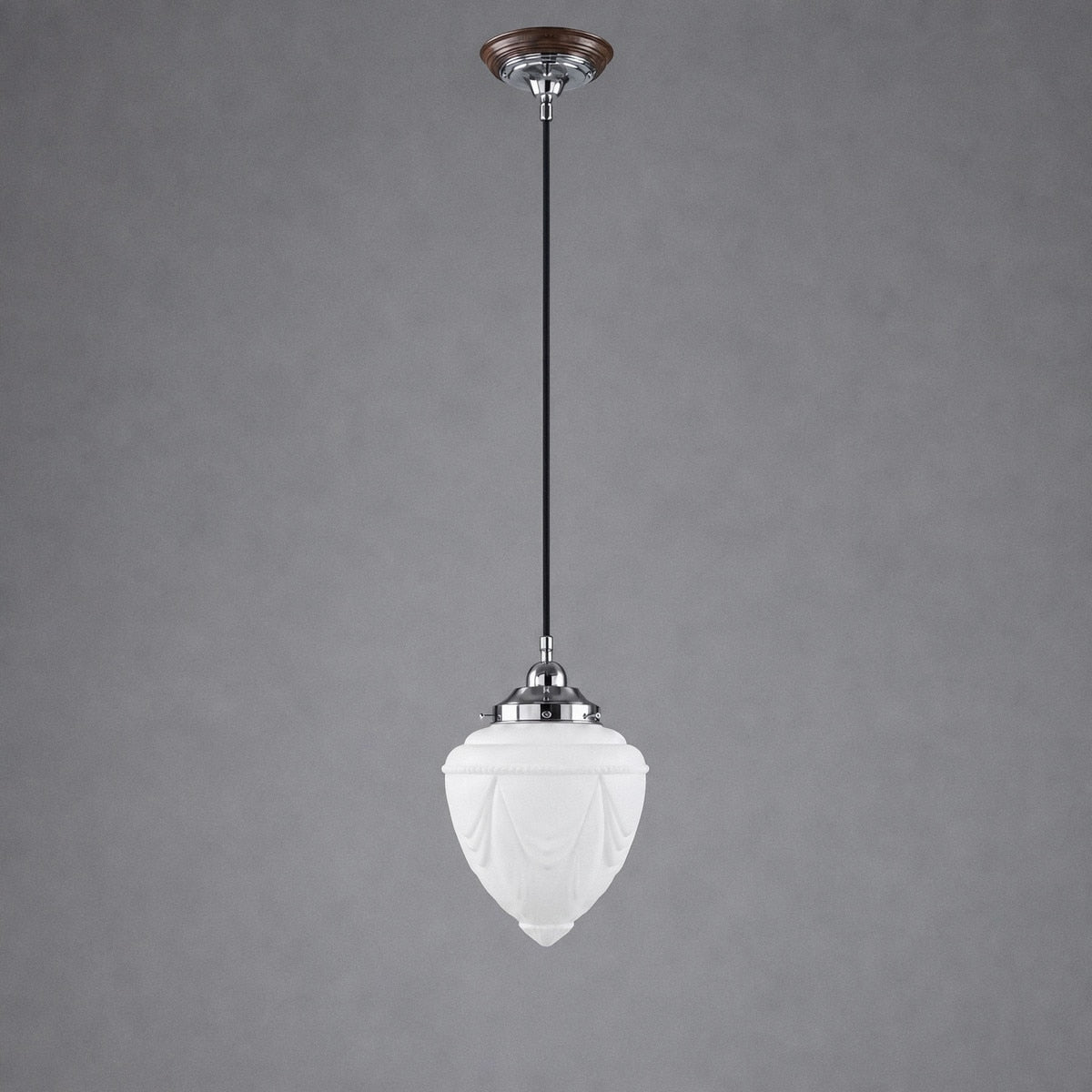 Single Cord Pendant Chrome With 8" Empire Opal Matt Glass - 3010224