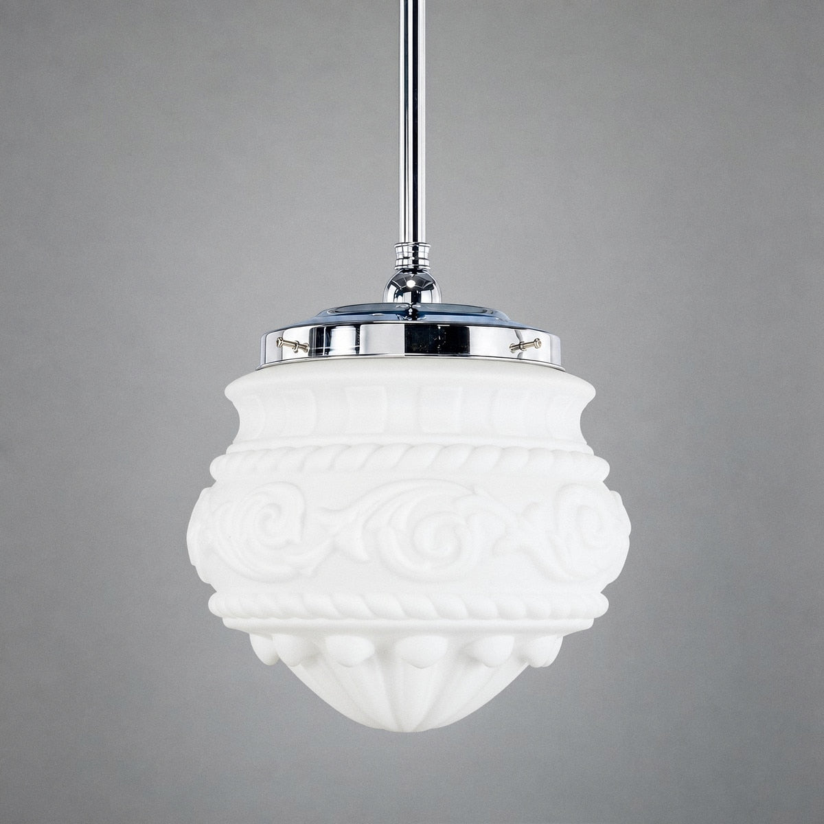 Single Rod Pendant Chrome With 12" Premier Opal Matt Glass - 3010227