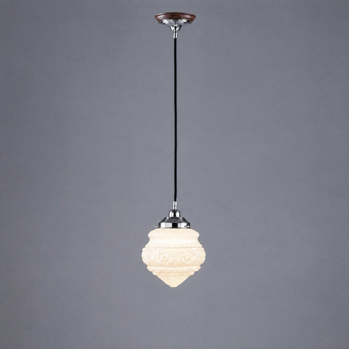 Single Cord Pendant Chrome With 8" Premier Opal Matt Glass - 3010230