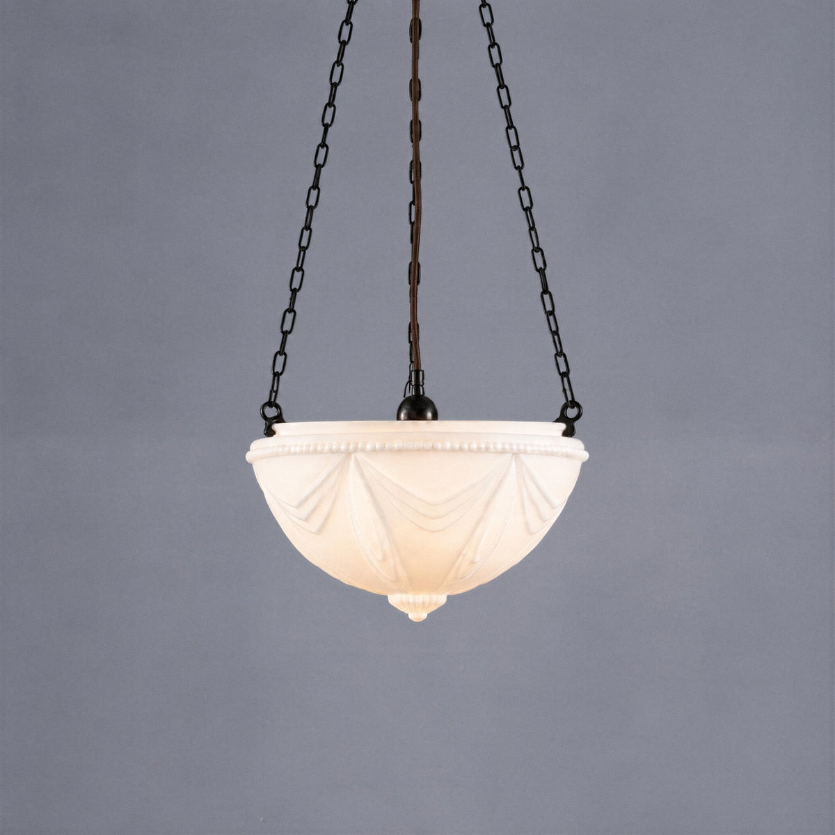 3 Chain Suspension Pendant Patina Black With 14" Empire Opal Matt Glass - 3020005