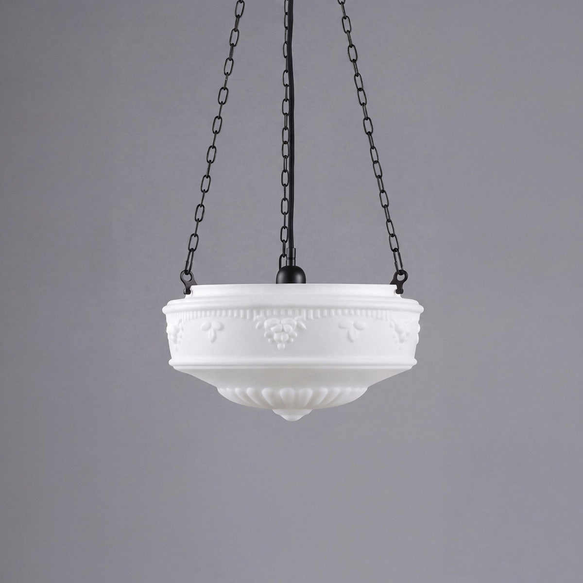 3 Chain Suspension Pendant Patina Black With 14" Senator Opal Matt Glass - 3020006