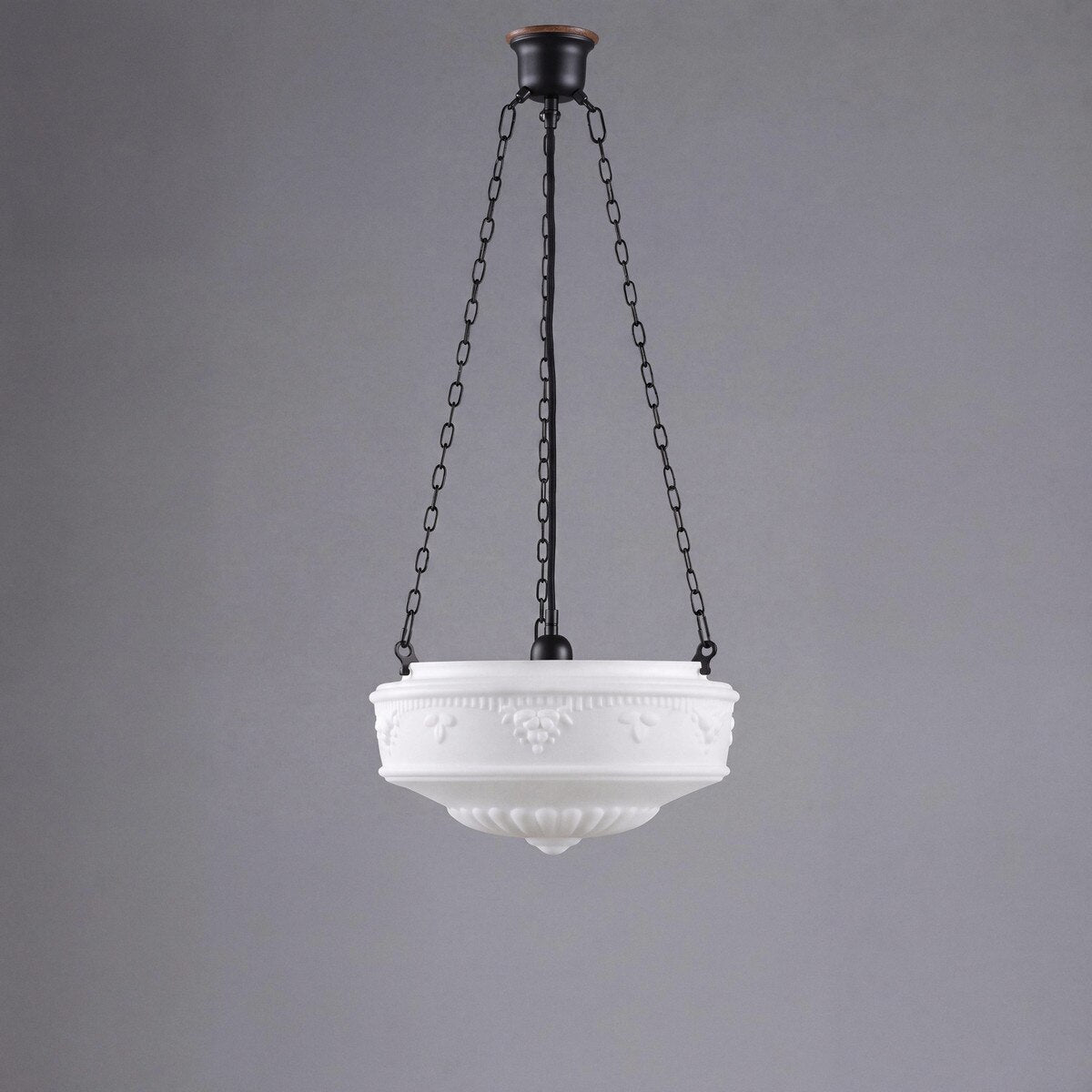 3 Chain Suspension Pendant Patina Black With 14" Senator Opal Matt Glass - 3020006