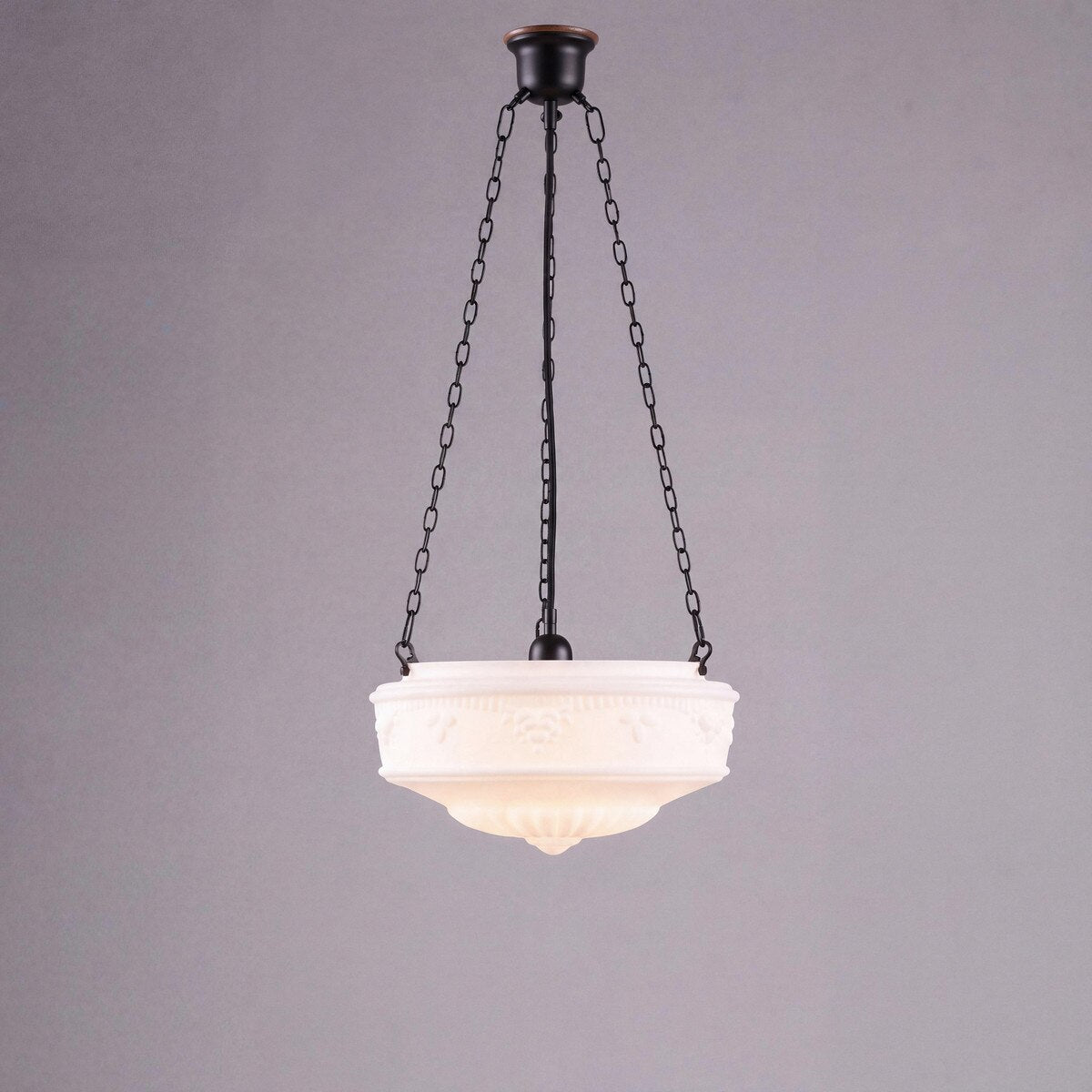 3 Chain Suspension Pendant Patina Black With 14" Senator Opal Matt Glass - 3020006