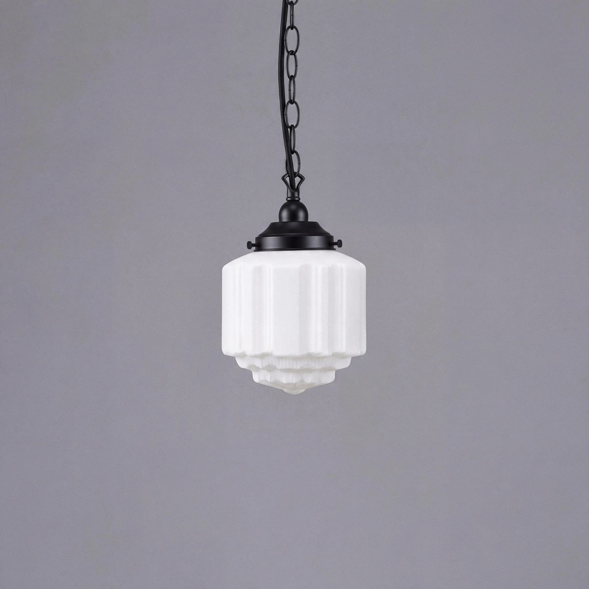 Single Chain Pendant Patina Black With 8" St Kilda Opal Matt Glass - 3020057