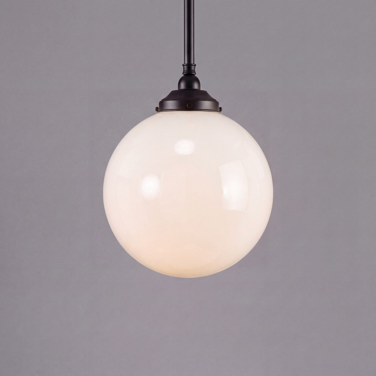 Single Rod Pendant Patina Black With 12" Sphere Opal Gloss Glass - 3020103