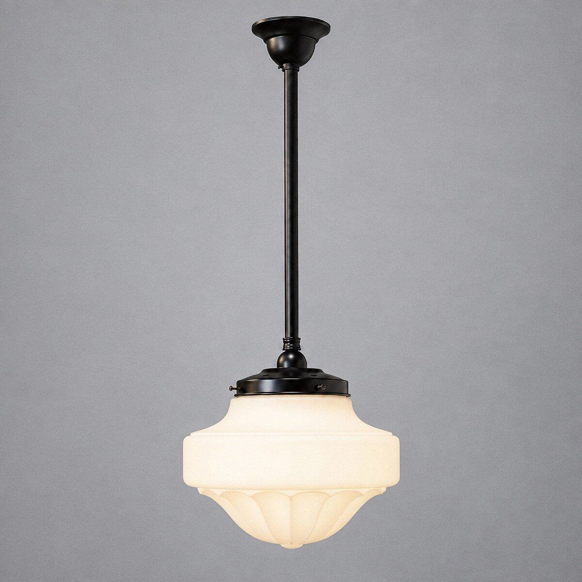 Single Rod Pendant Patina Black With 13" Derby Opal Matt Glass - 3020109