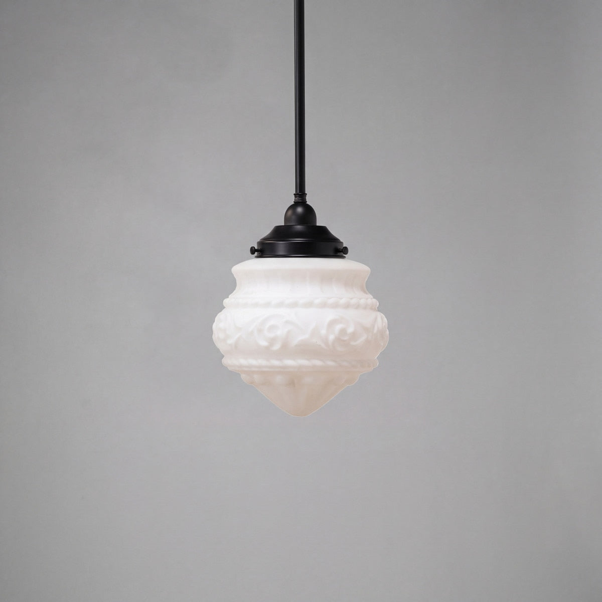 Single Rod Pendant Patina Black With 8" Premier Opal Matt Glass - 3020119