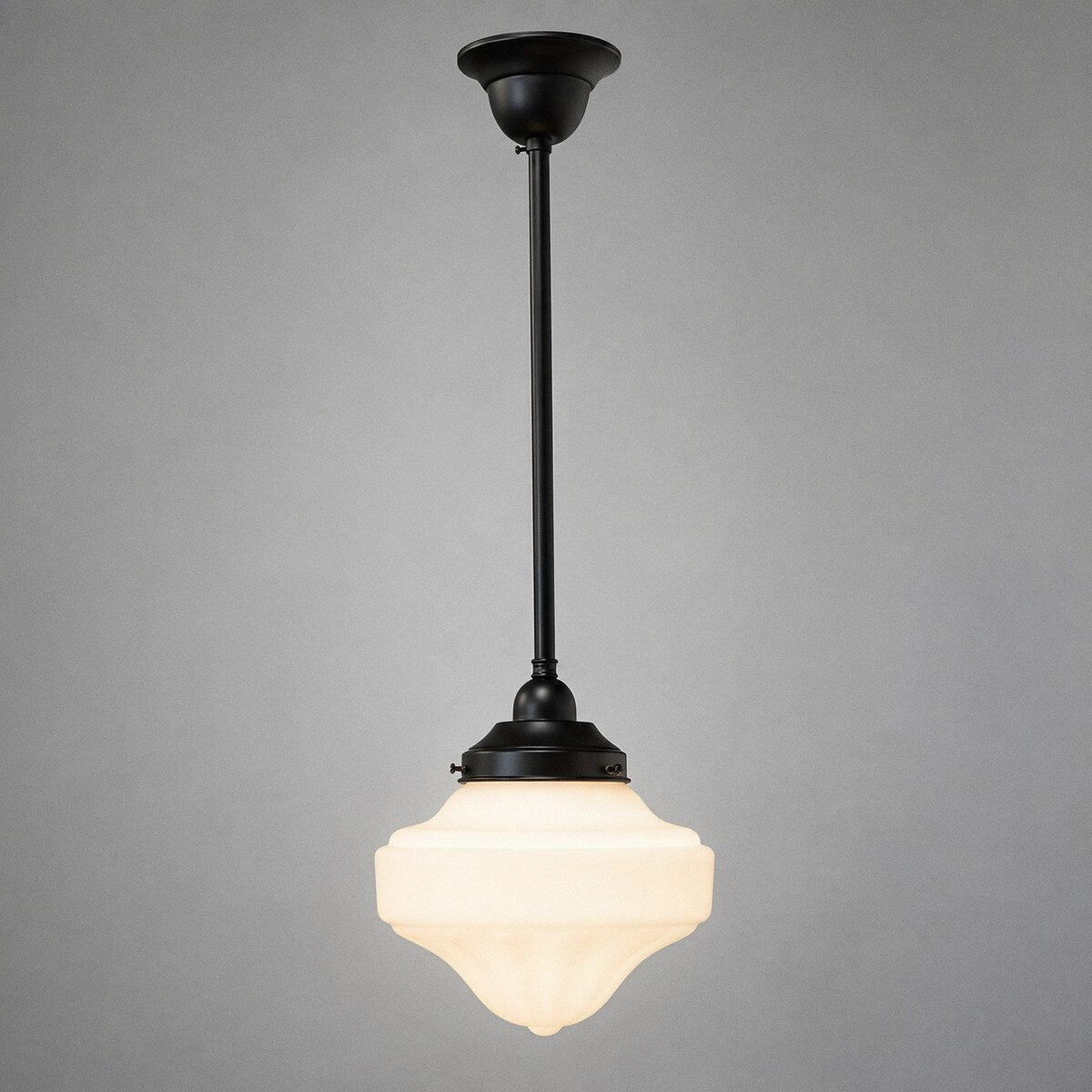 Single Rod Pendant Patina Black With 9" Derby Opal Matt Glass - 3020125