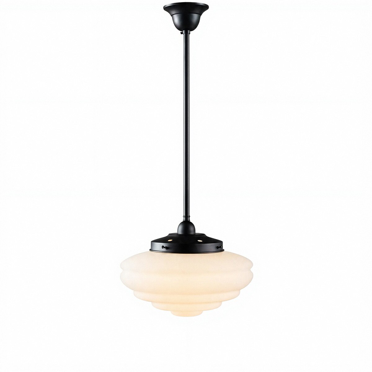 Single Rod Pendant Patina Black With Chateau Opal Matt Glass - 3020130