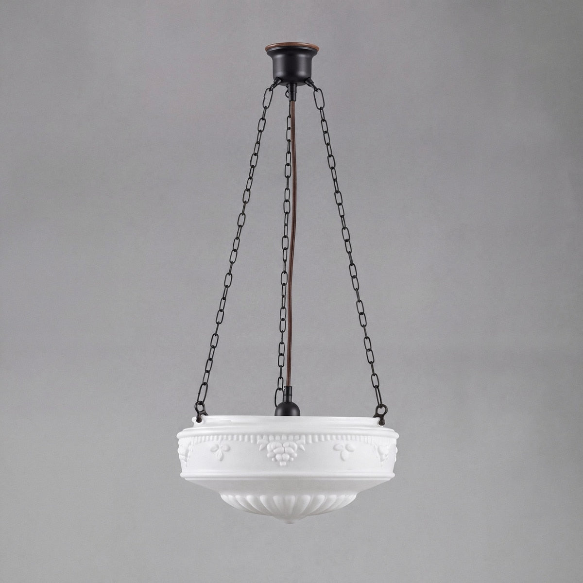 3 Chain Suspension Pendant Patina Black With 17" Senator Opal Matt Glass - 3020134
