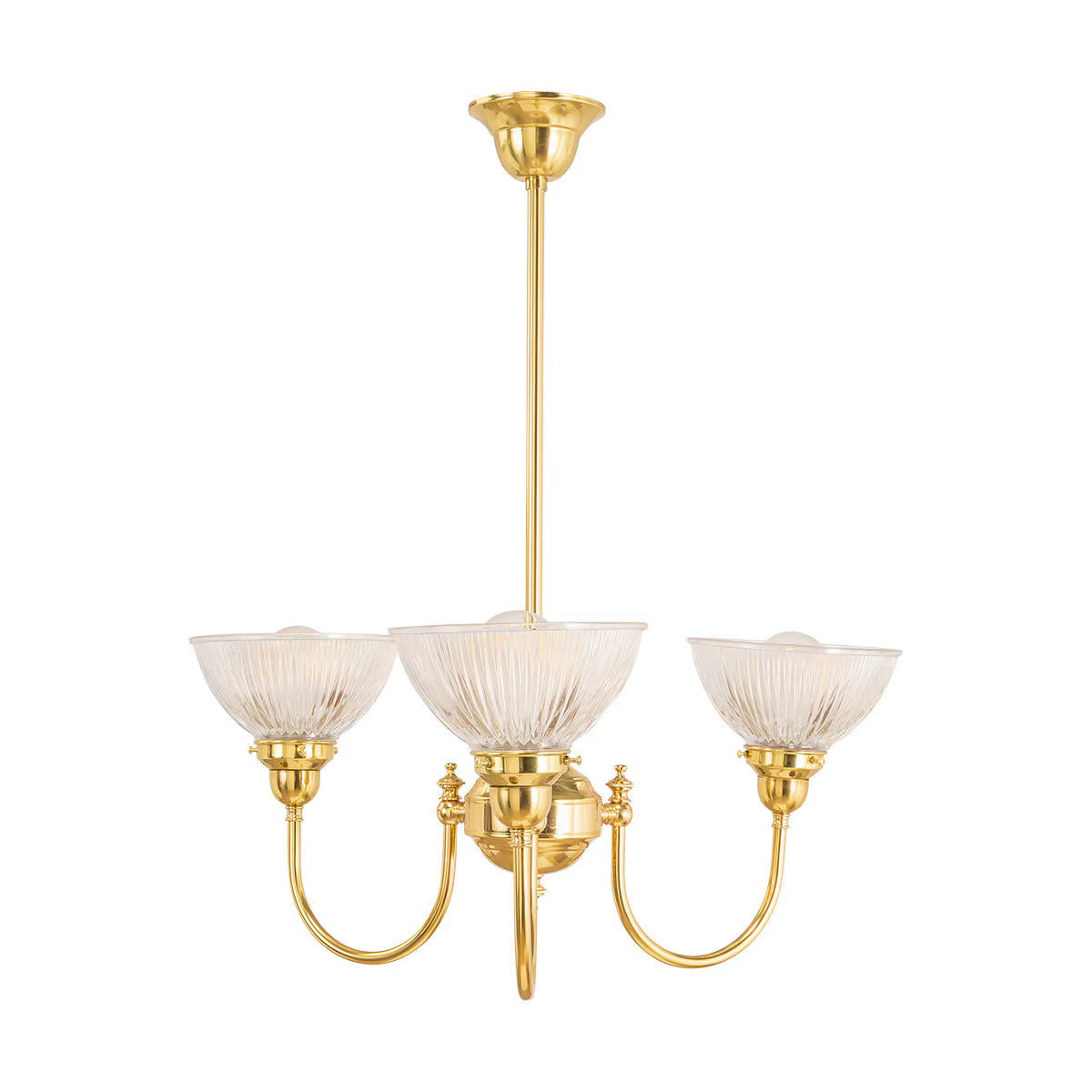 Luke 3 Light Pendant Light Arms Up Polished Brass & Clear - 3090346