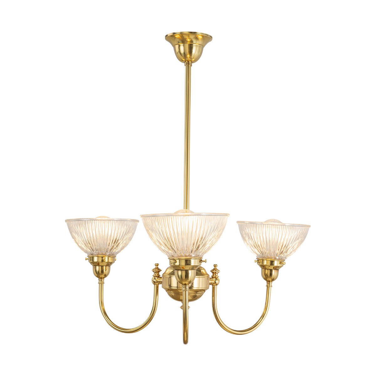Luke 3 Light Pendant Light Arms Up Polished Brass & Clear - 3090346