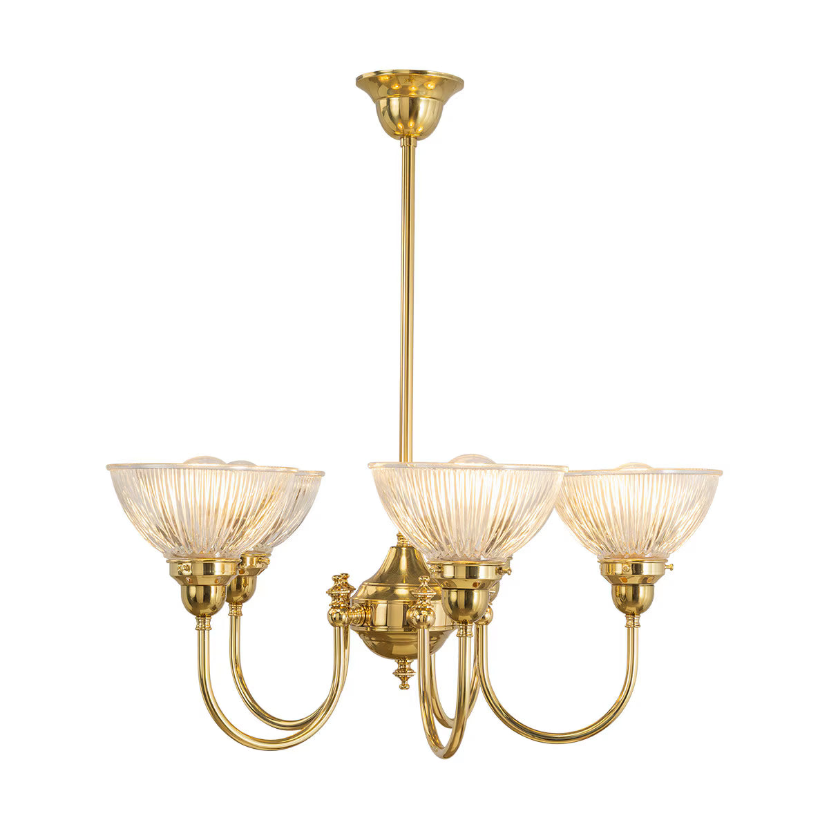 Luke 5 Light Pendant Light Arms Up Polished Brass & Clear - 3090347