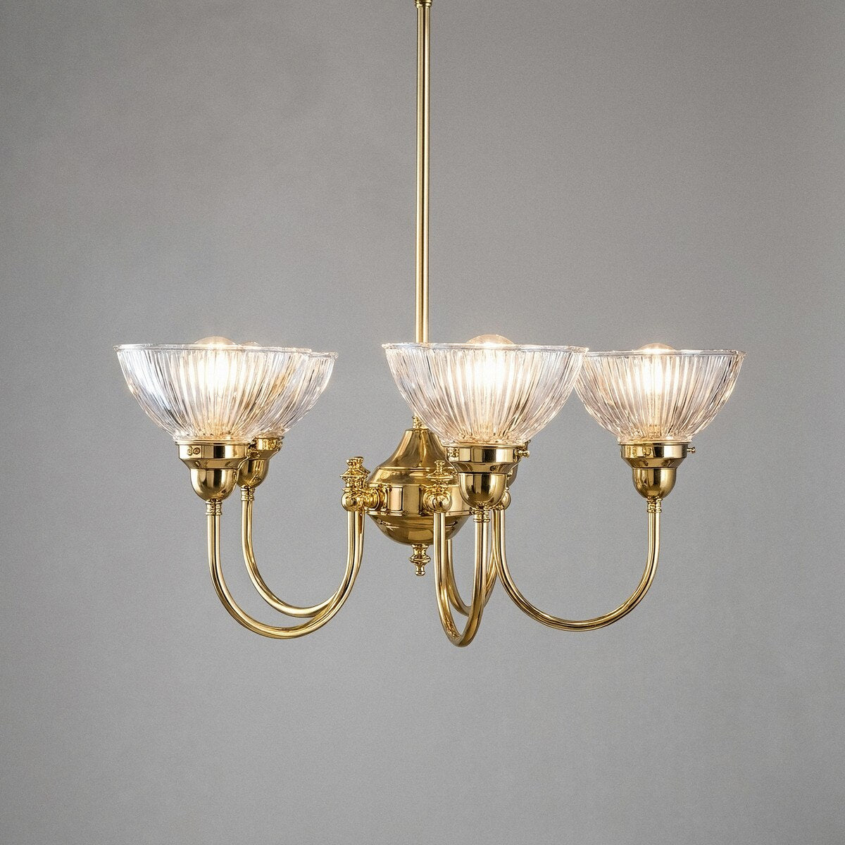 Luke 5 Light Pendant Light Arms Up Polished Brass & Clear - 3090347