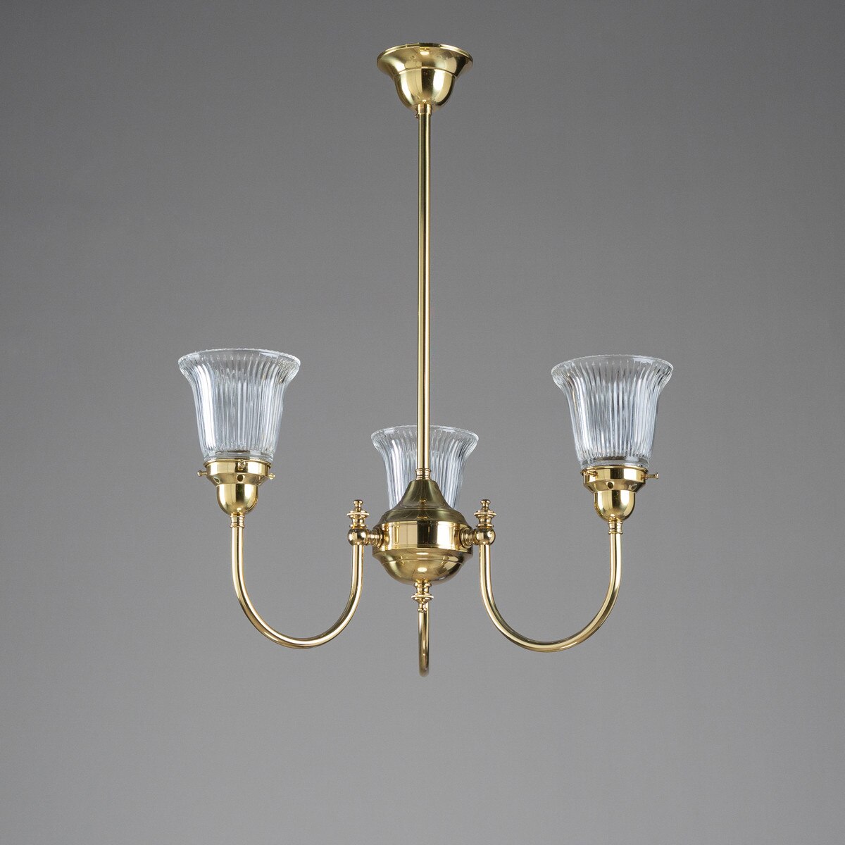 Luke 3 Light Pendant Light Arms Up with Zipper Shades Polished Brass & Clear - 3090348
