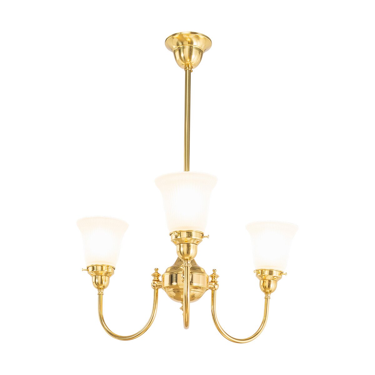 Luke 3 Light Pendant Light Arms Up with Zipper Shades Polished Brass & Frost - 3090349