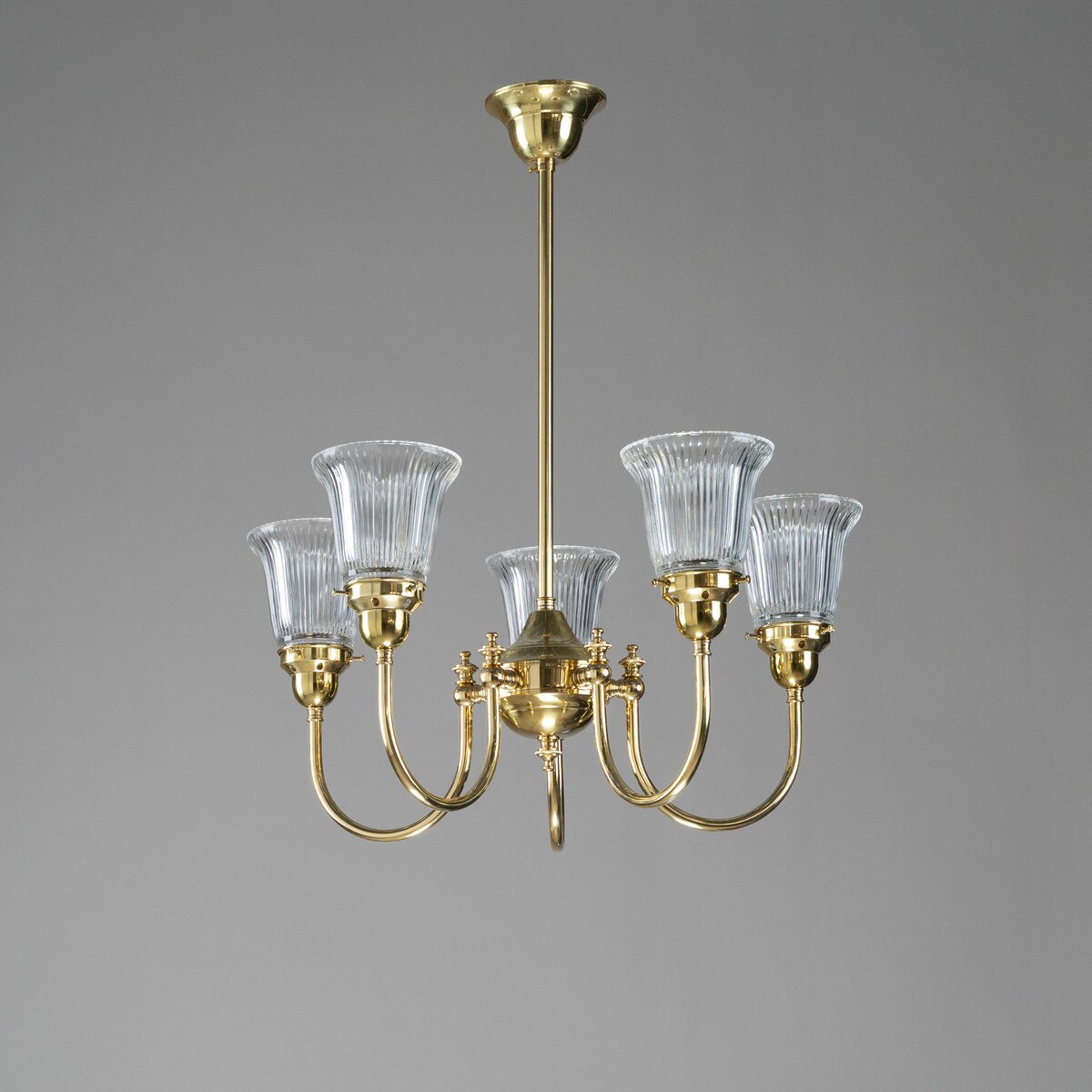 Luke 5 Light Pendant Light Arms Up with Zipper Shades Polished Brass & Clear - 3090350