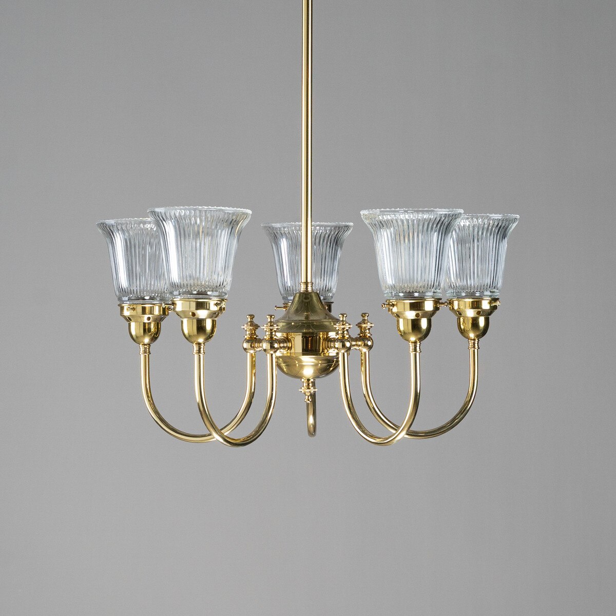 Luke 5 Light Pendant Light Arms Up with Zipper Shades Polished Brass & Clear - 3090350