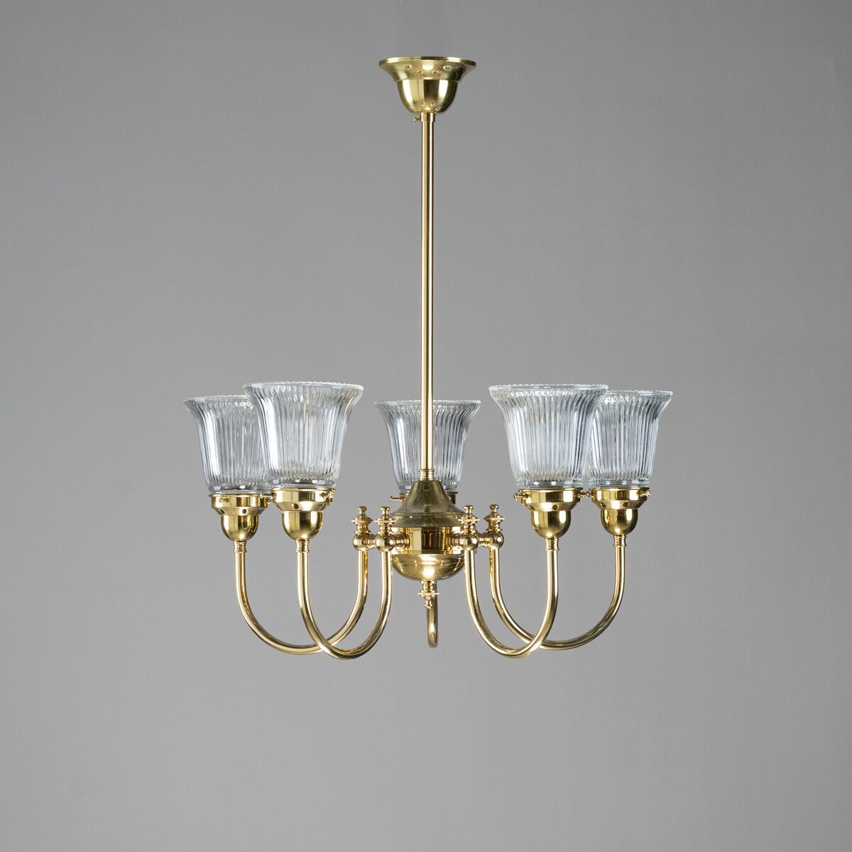 Luke 5 Light Pendant Light Arms Up with Zipper Shades Polished Brass & Clear - 3090350