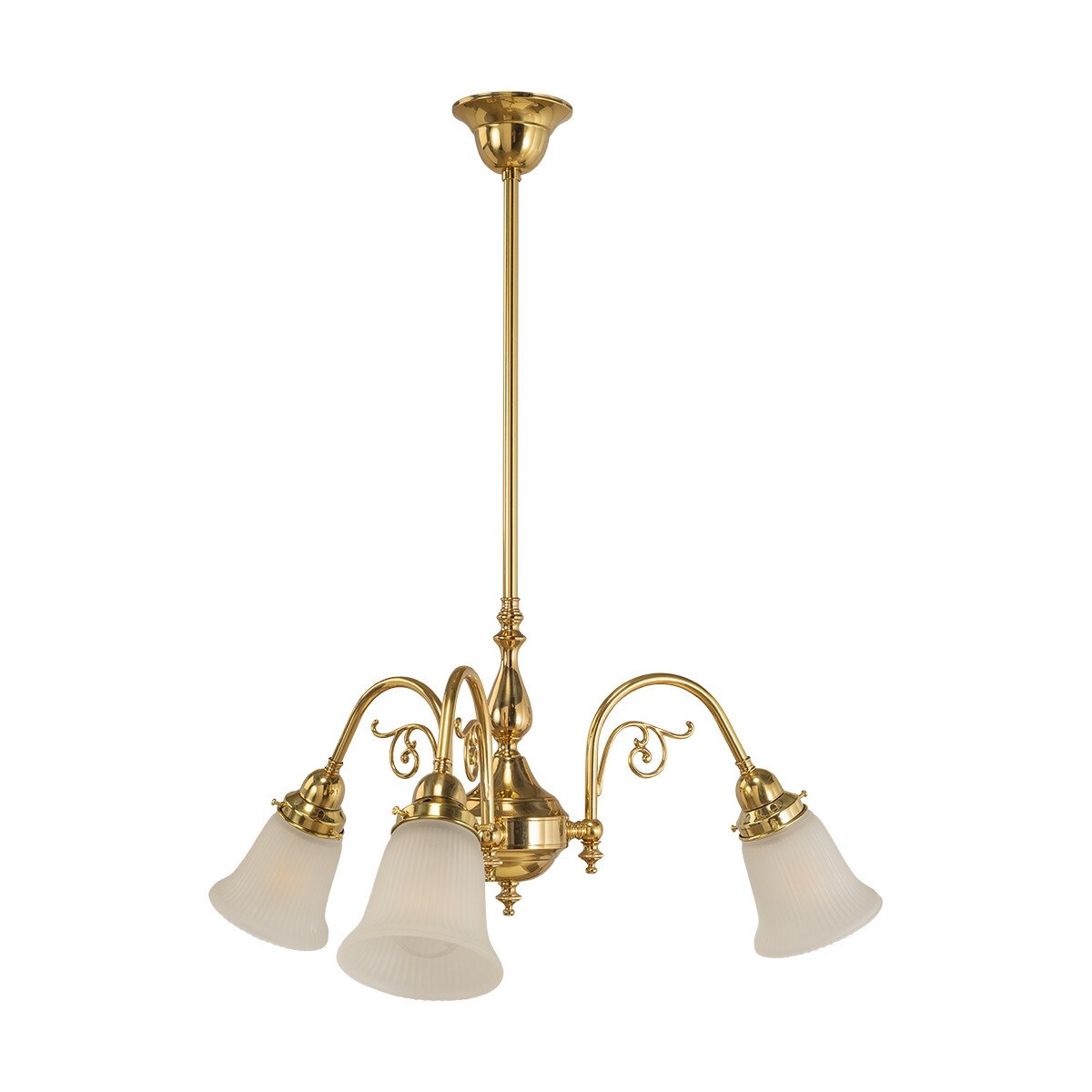Victoriana 3 Light Pendant Light with Zipper Shade Polished Brass & Frost - 3090356