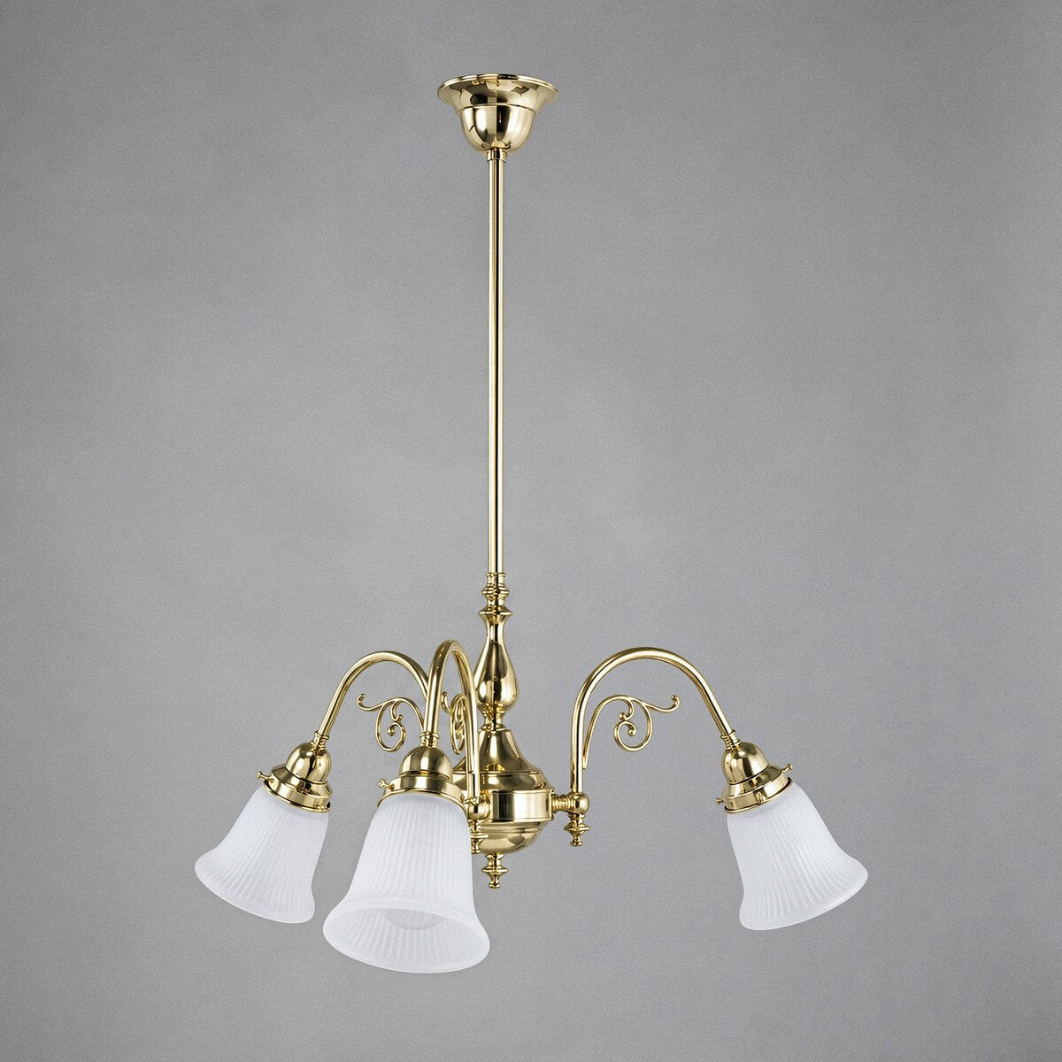 Victoriana 3 Light Pendant Light with Zipper Shade Polished Brass & Frost - 3090356