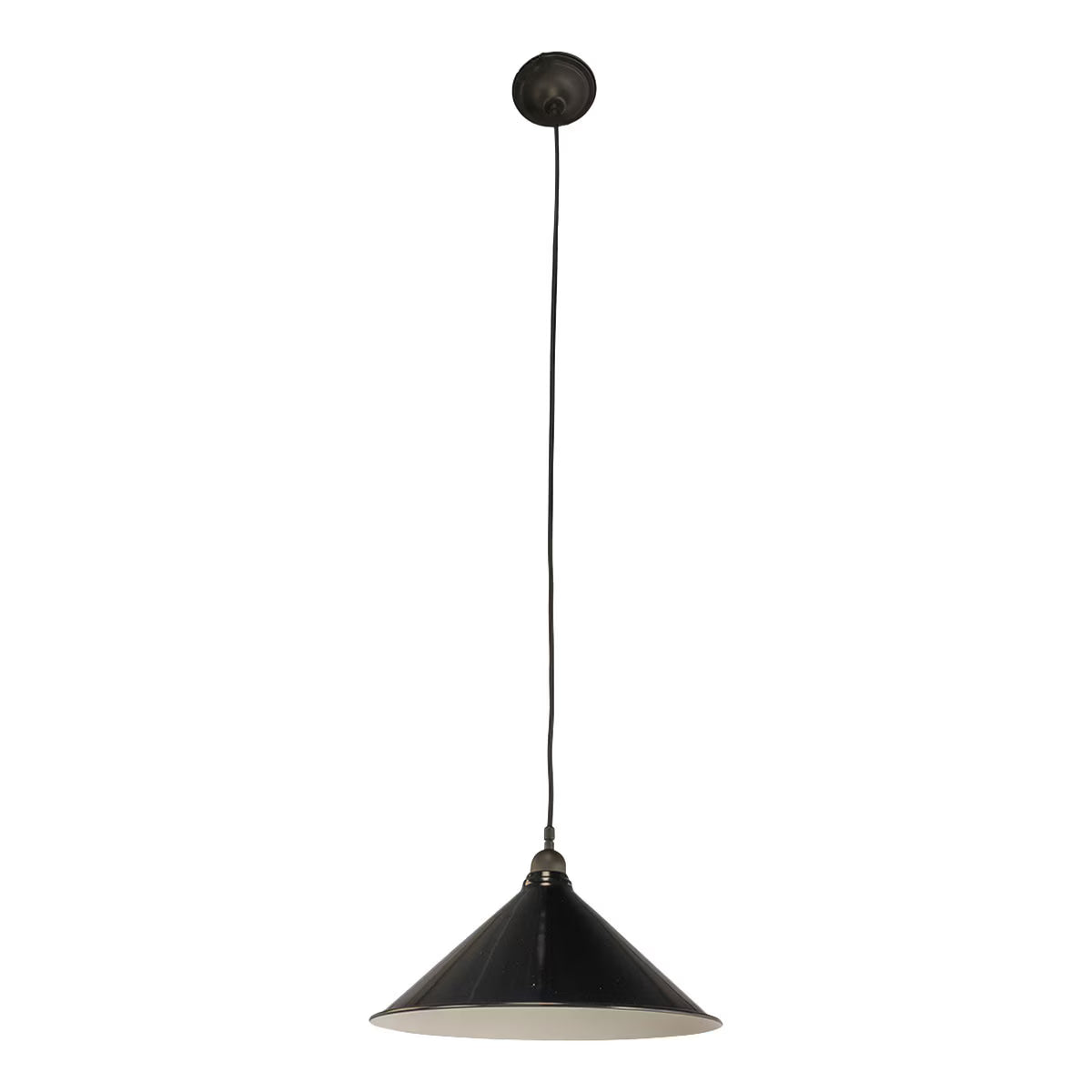 Edwardian 390mm Pendant Light on Cloth Cord Patina & Black - 3090361
