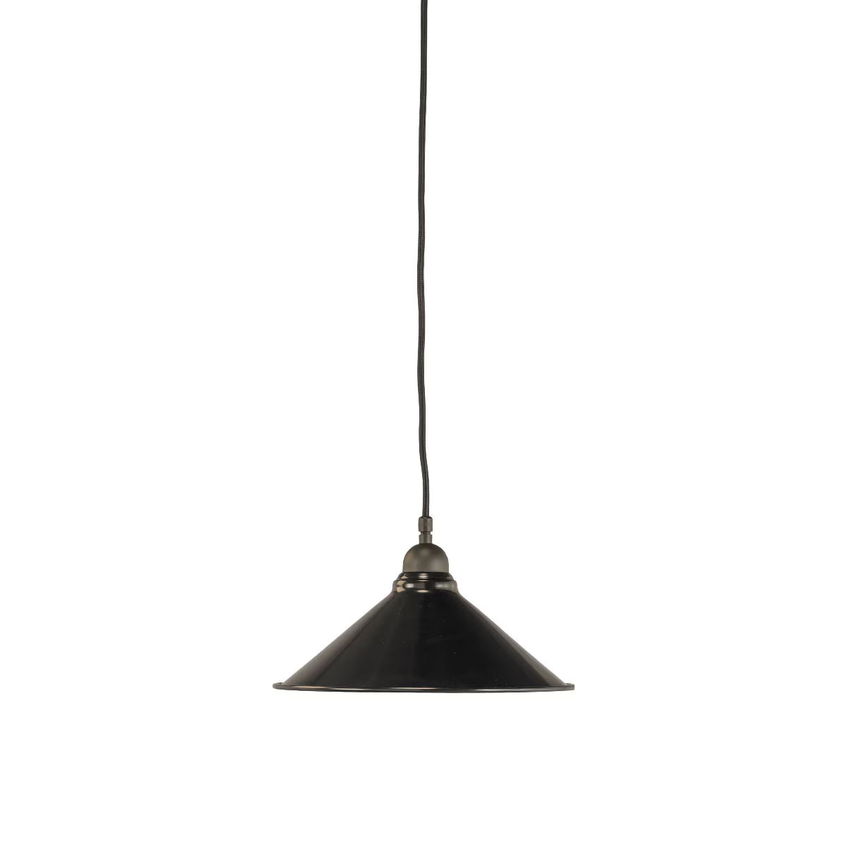 Edwardian 250mm Pendant Light on Cloth Cord Patina & Black - 3090362