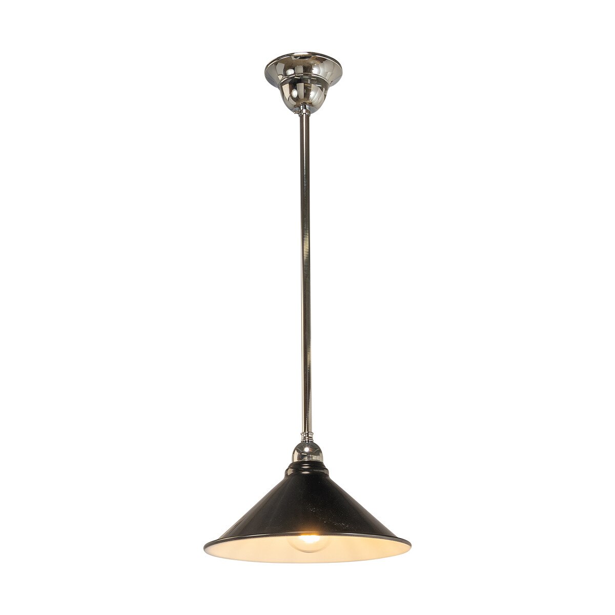 Edwardian 250mm Pendant Light on Rod Set 1/2" Chrome & Black - 3090364