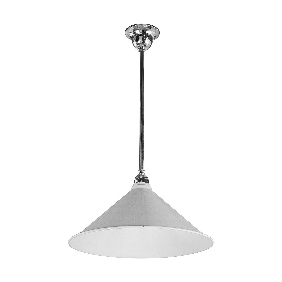 Edwardian 390mm Pendant Light on Rod Set 1/2" Chrome & White - 3090371