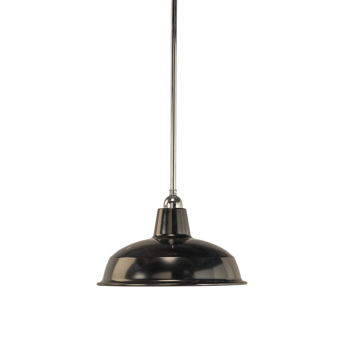 Warehouse 300mm Pendant Light on Rod Set 1/2" Chrome & Black - 3090380