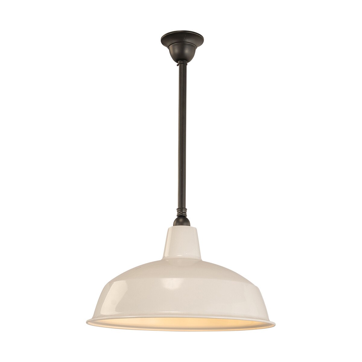 Warehouse 420mm Pendant Light on Rod Set 3/4" Patina & White - 3090383