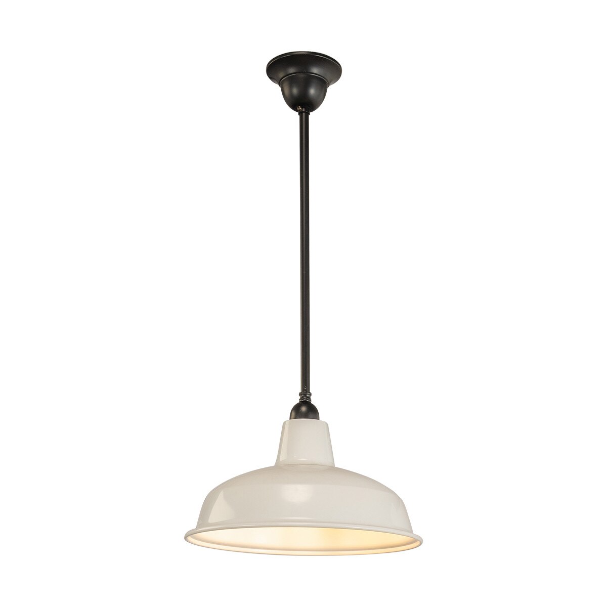 Warehouse 300mm Pendant Light on Rod Set 1/2" Patina & White - 3090384