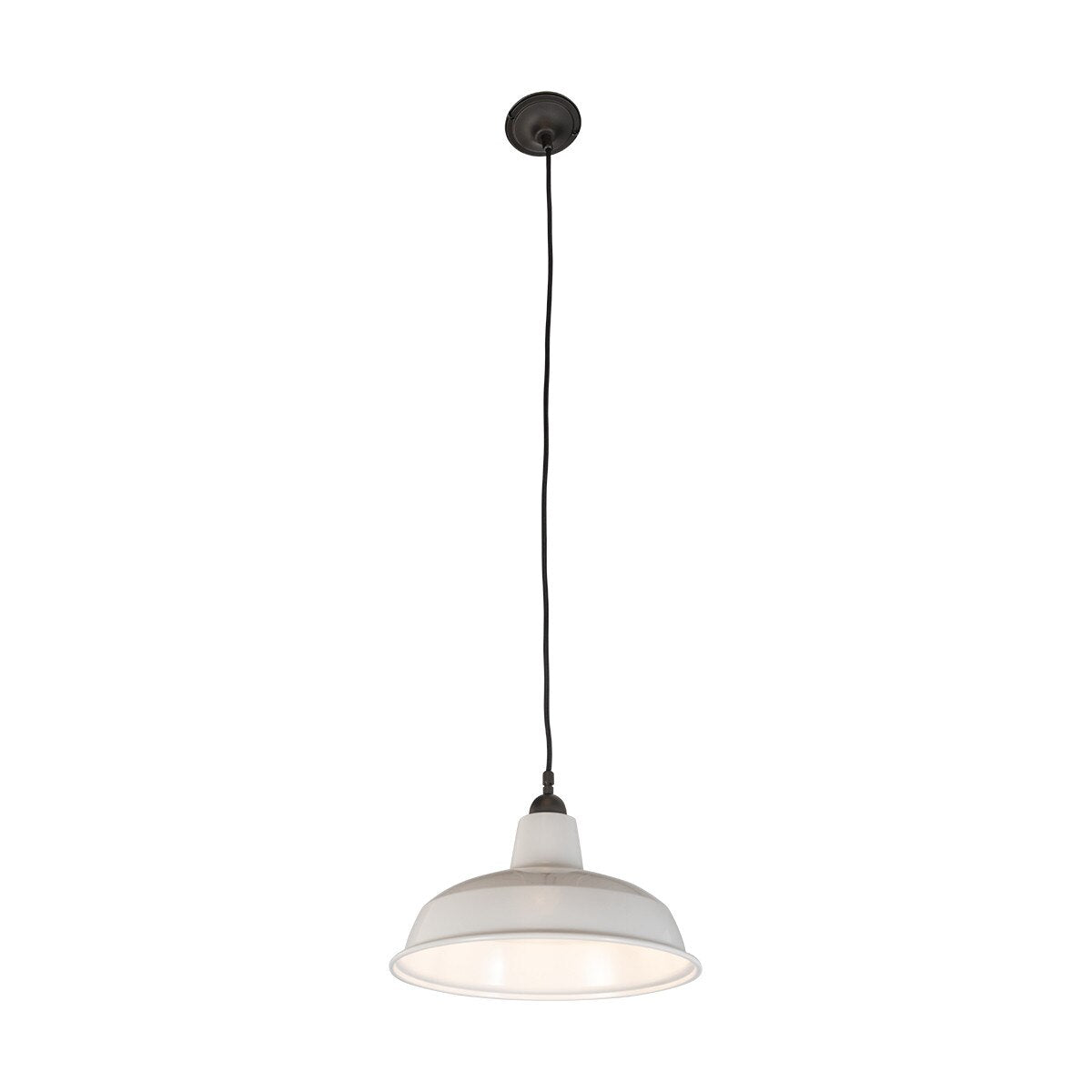 Warehouse 300mm Pendant Light on Cloth Cord Patina & White - 3090386