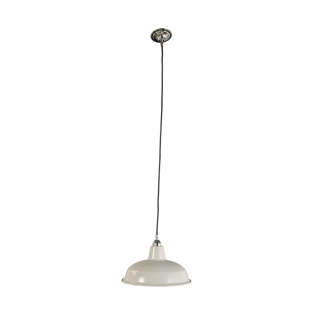 Warehouse 300mm Pendant Light on Cloth Cord Chrome & White - 3090390