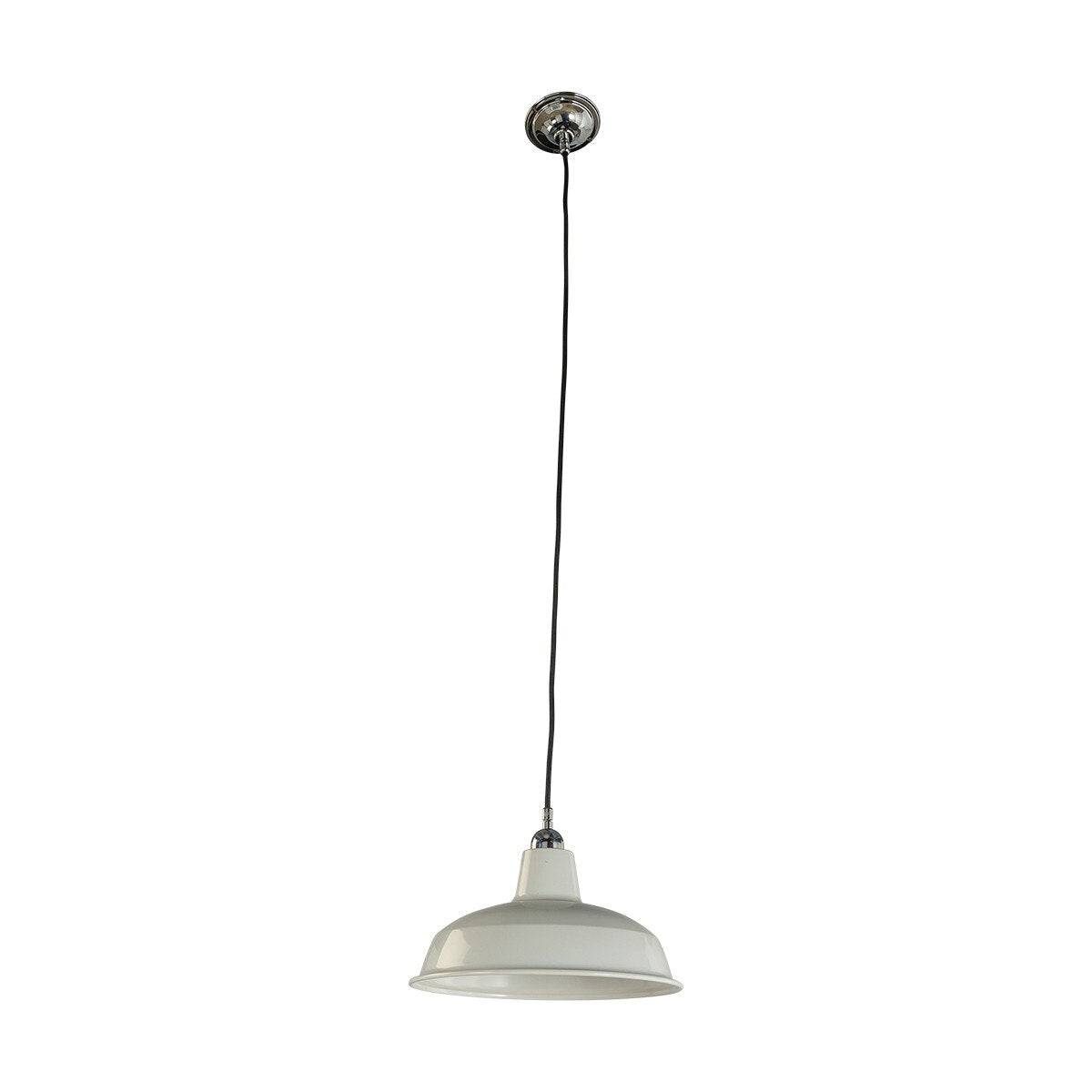Warehouse 300mm Pendant Light on Cloth Cord Chrome & White - 3090390