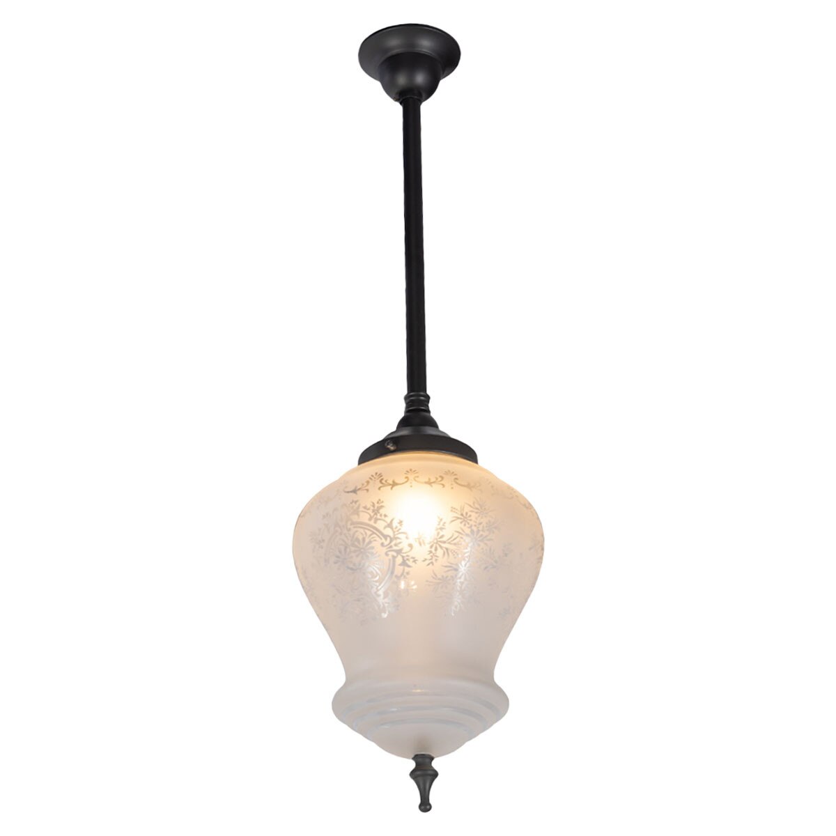 Cambridge Large Pendant Light 3/4" X 1/2 Rod Patina & Frost Etched - 3090395