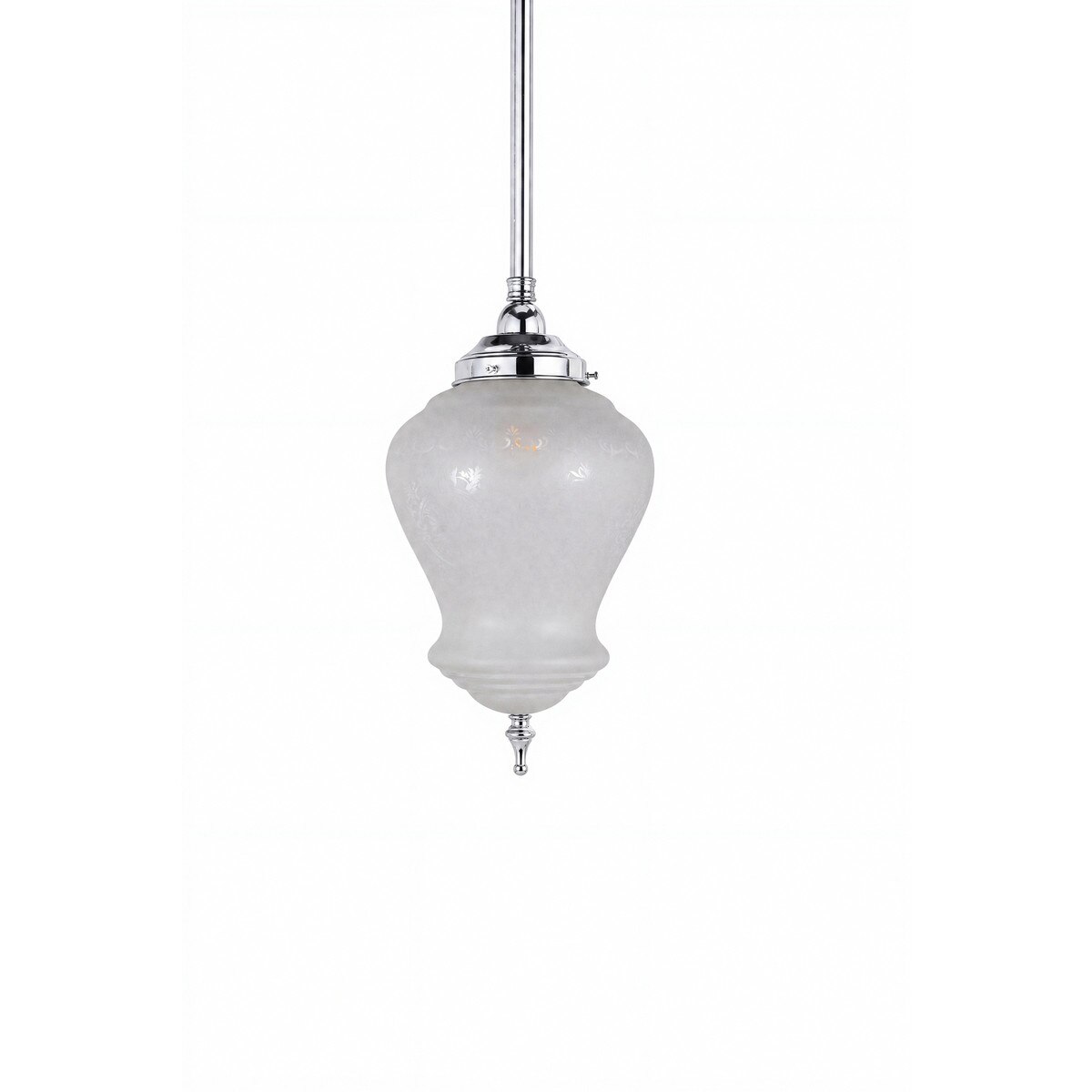Cambridge Large Pendant Light 3/4" X 1/2 Rod Chrome & Frost Etched - 3090396
