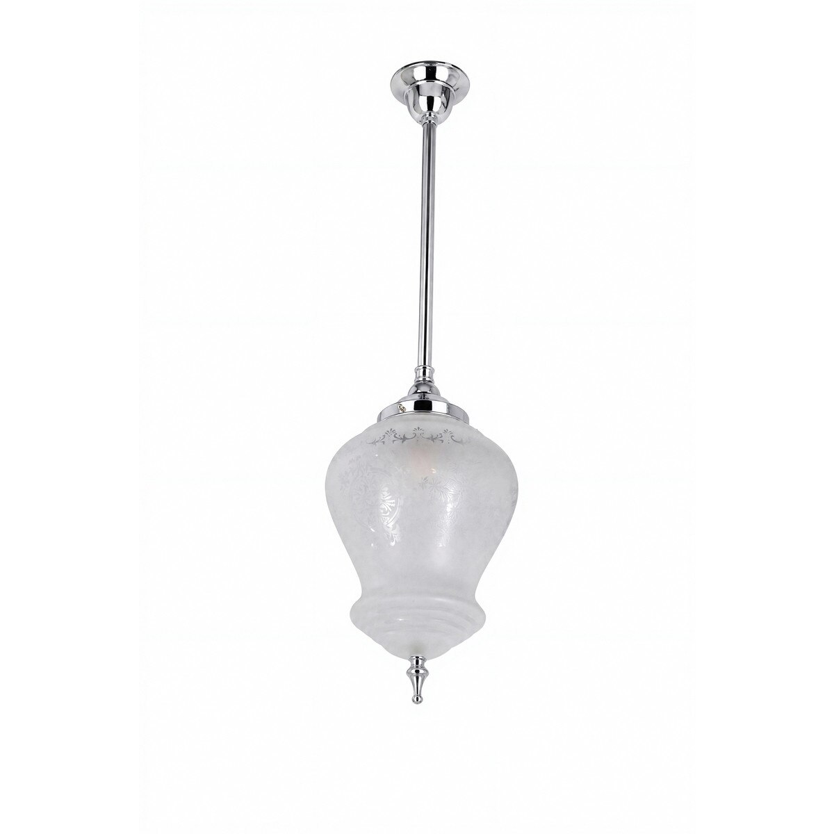 Cambridge Large Pendant Light 3/4" X 1/2 Rod Chrome & Frost Etched - 3090396