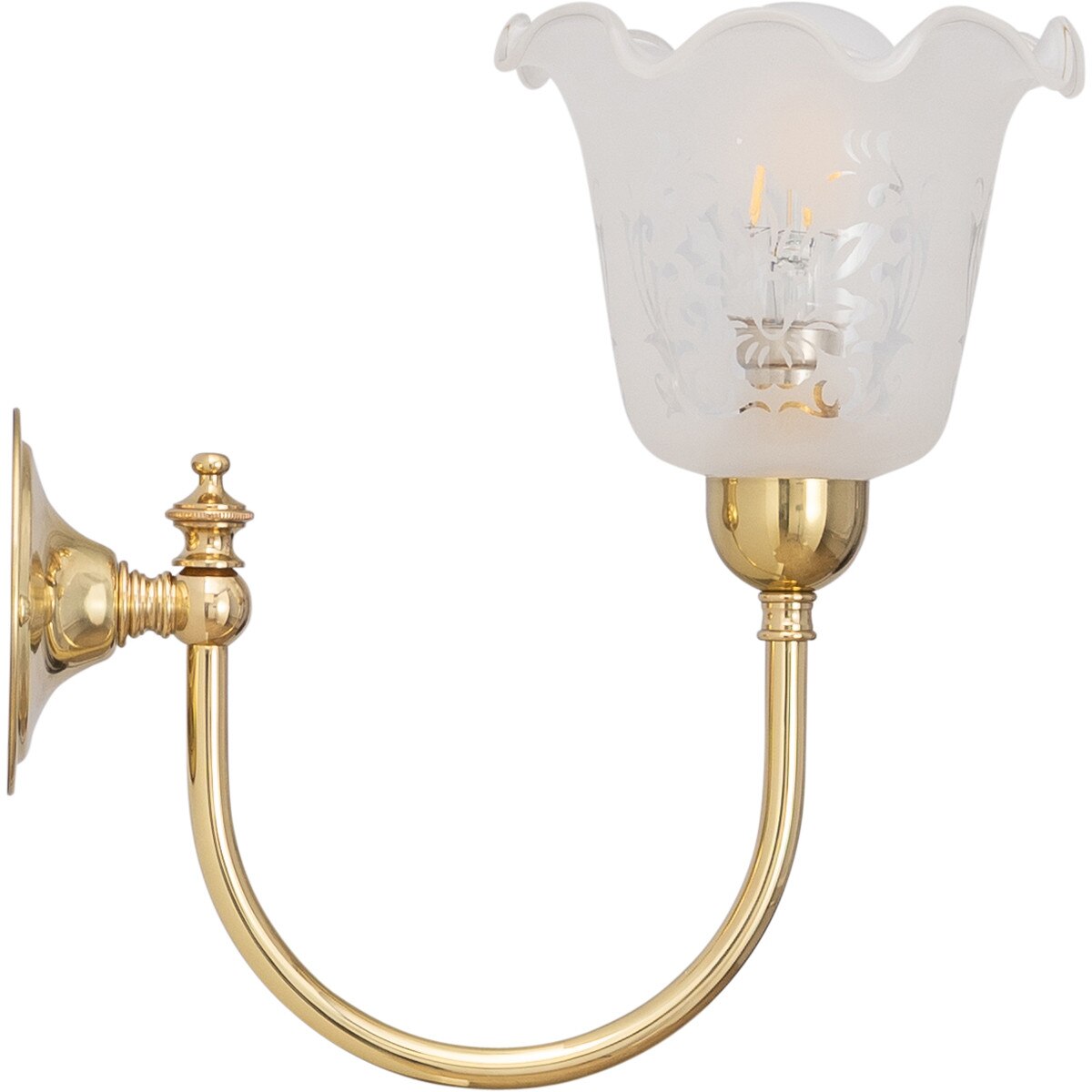 Luke Wall Light Bracket with Shade Polished Brass & Frost Etched - 3090407