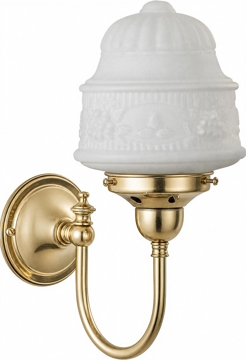 Senator 6" Shade On Loxton Wall Light Bracket Polished Brass & Opal Matt - 3090438