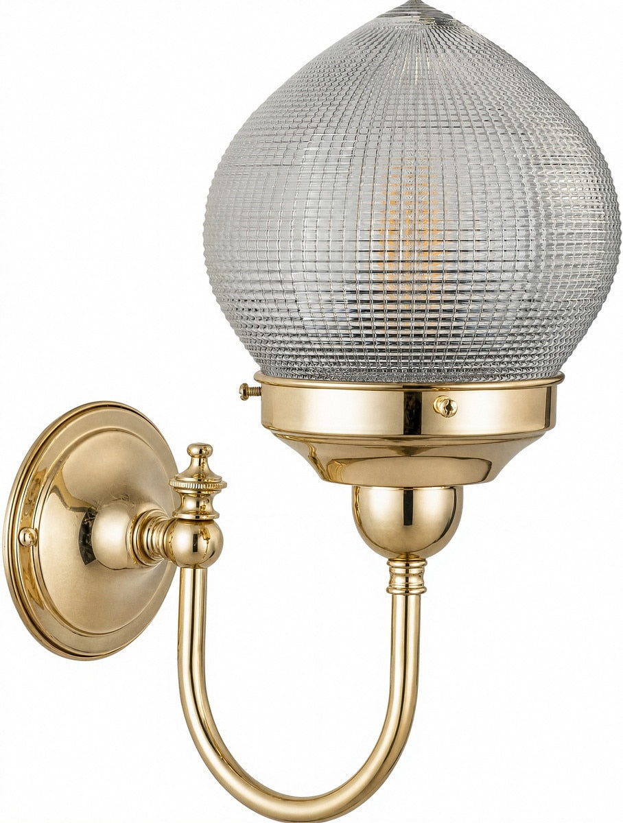 Teardrop Hallophane 6" On Loxton Wall Light Bracket Polished Brass & Clear - 3090444