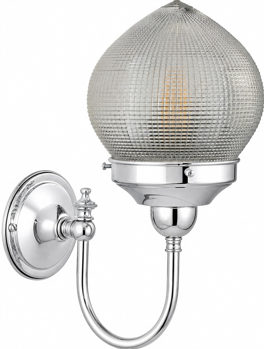 Teardrop Hallophane 6" On Loxton Wall Light Bracket Chrome & Clear - 3090445