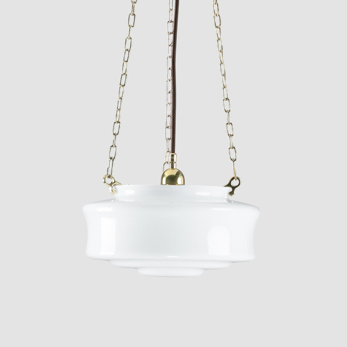 Elwood 12" on 3 Chain Suspension Polished Brass & Opal Gloss - LOI3090479A