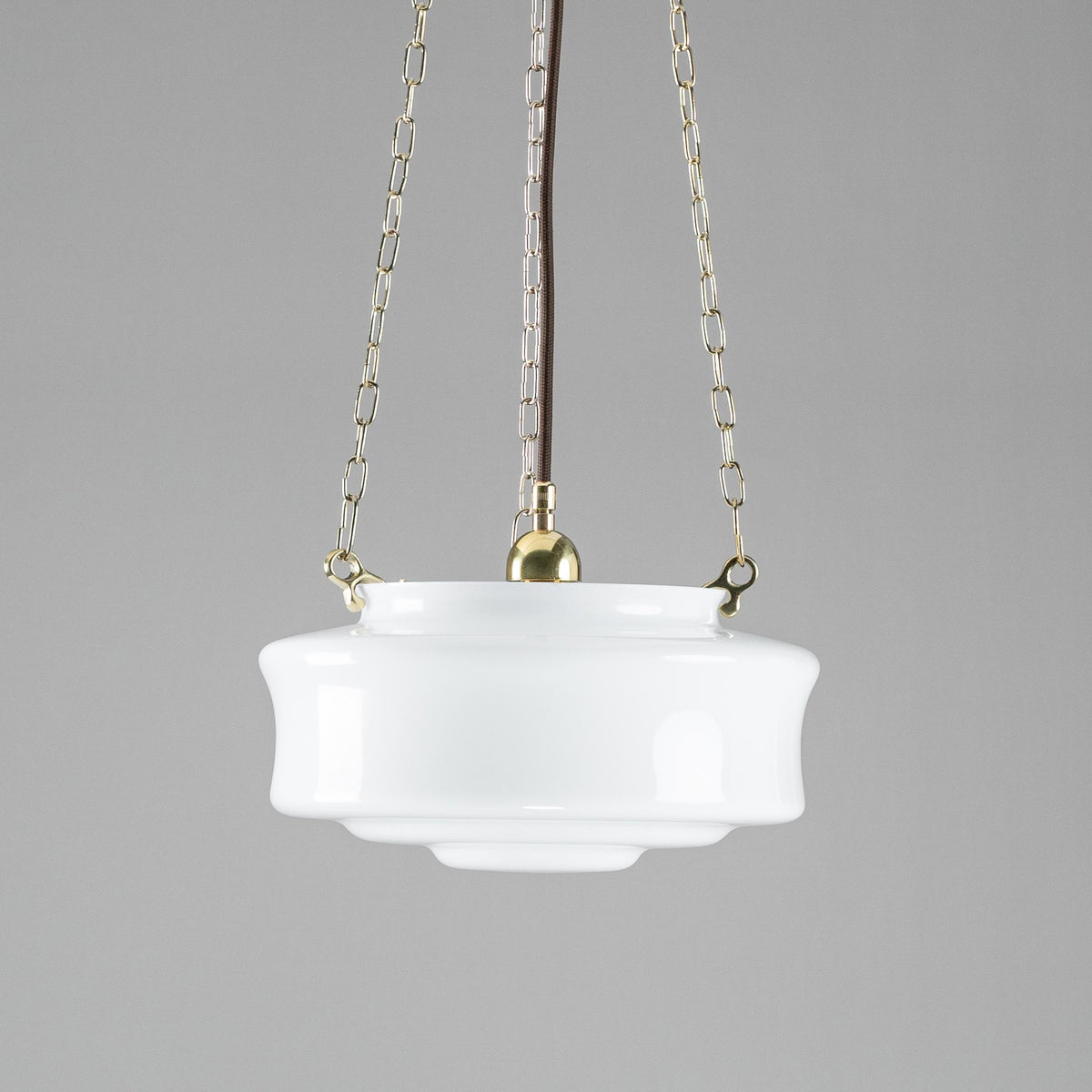 Elwood 12" on 3 Chain Suspension Polished Brass & Opal Gloss - LOI3090479A
